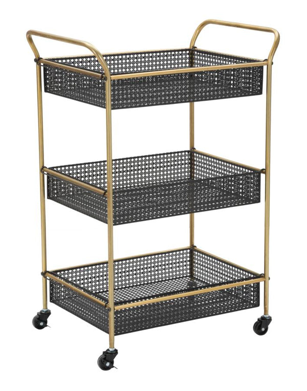prezzo Fashion Trolley 56x37x81 cm en fer noir et doré