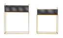 Porta Vasi Fashion Rettangolare Coppia 60x23x73,5-51x20x64 cm in Ferro Nero e Oro-2