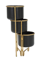 Porta Vasi 3 Oroy 68x22,5x55 cm in Ferro Nero e Oro-6