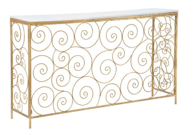 prezzo Consol Spiral 140x36x82 cm en Fer et Or et Marbre Blanc