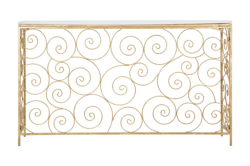 Consol Spiral 140x36x82 cm in Ferro e Marmo Oro e Bianco-2