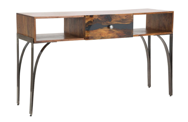 acquista Console Mustang 130x40x80 cm en bois d'acacia et fer marron et gris