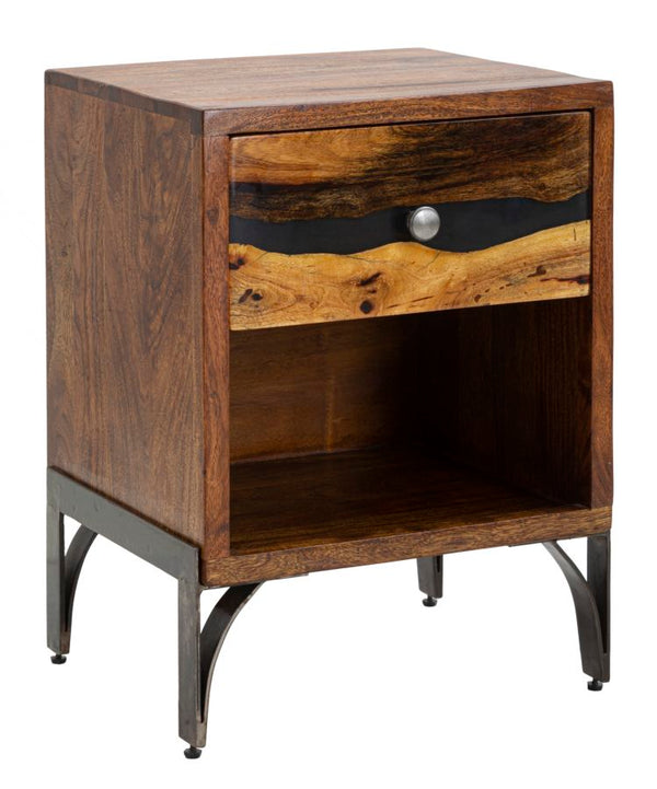 prezzo Chevet Mustang 44x40x60 cm en bois d'acacia et fer marron et gris