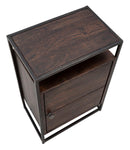 Comodino 1Door Burn 45x30x66 cm in Legno di Acacia e in Ferro Marrone-4