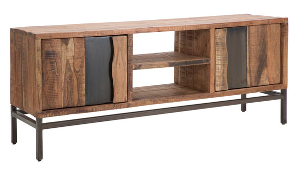 Meuble TV Yellowstone 145x40x60 cm en bois d'acacia et fer marron et noir online