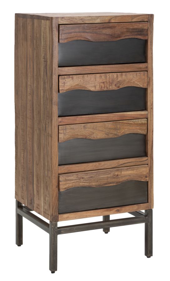 Commode Yellowstone 45x40x100 cm en bois d'acacia et fer marron et noir prezzo