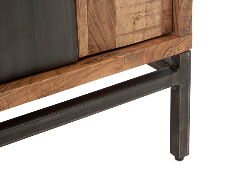 Comodino Yellowstone 44x40x64 cm in Legno di Acacia e in Ferro Marrone e Nero-7