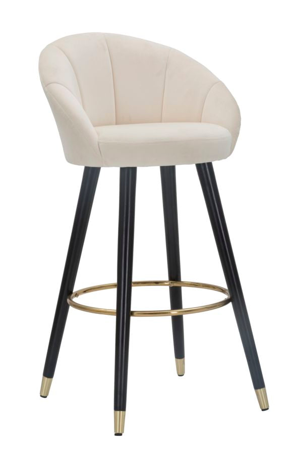 Tabouret de Bar Prague Crème 55x56x104 cm Bois et Éponge Or Crème et Noir sconto