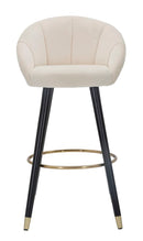 Sgabello Bar Prague Crema 55x56x104 cm Legno e Spugna Crema Oro e Nero-2