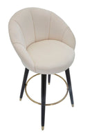 Sgabello Bar Prague Crema 55x56x104 cm Legno e Spugna Crema Oro e Nero-5