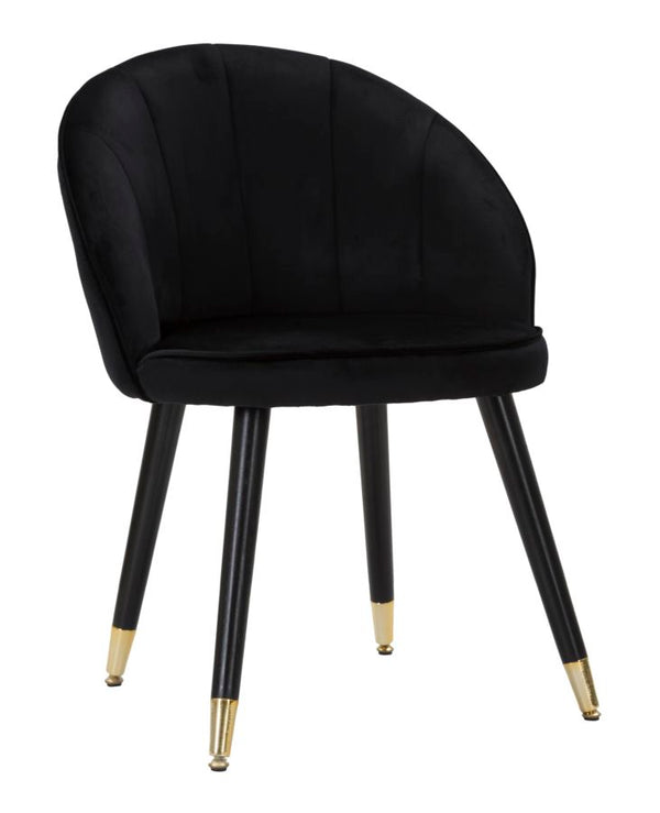 sconto Chaise Loty noire 57x58x80 cm en bois et velours noir et doré