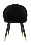 Sedia Loty Nera 57x58x80 cm in Legno e Velluto Nero e Oro-2