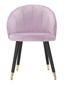 Sedia Loty Rosa 57x58x80 cm in Legno e Velluto Rosa Nero e Oro-2