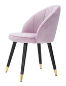 Sedia Loty Rosa 57x58x80 cm in Legno e Velluto Rosa Nero e Oro-3