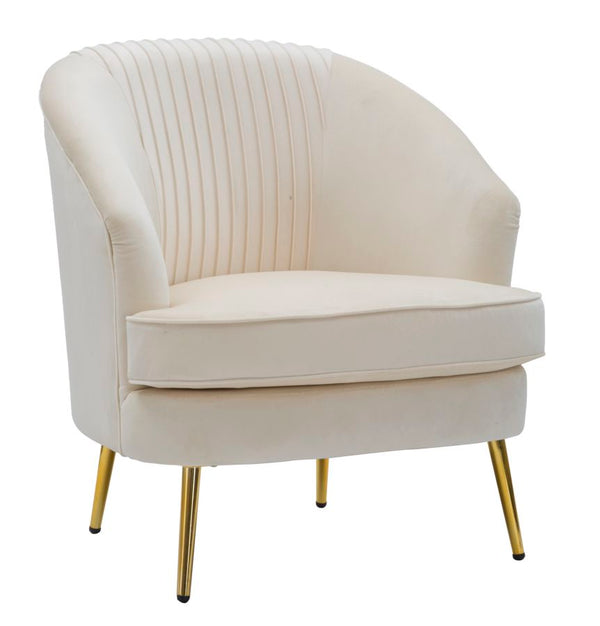Fauteuil Loxy crème 68x72x80 cm en bois et velours crème et doré sconto