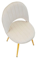 Set 2 Sedie Imbottite 52x48x78 cm in Tessuto Velluto Flex Crema e Oro-4