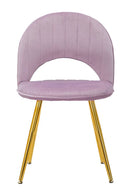 Set 2 Sedie Imbottite 52x48x78 cm in Tessuto Velluto Flex Rosa e Oro-2