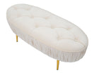 Panca Ovally Crema 102x40,5x42 cm in Legno e Velluto Crema e Oro-4