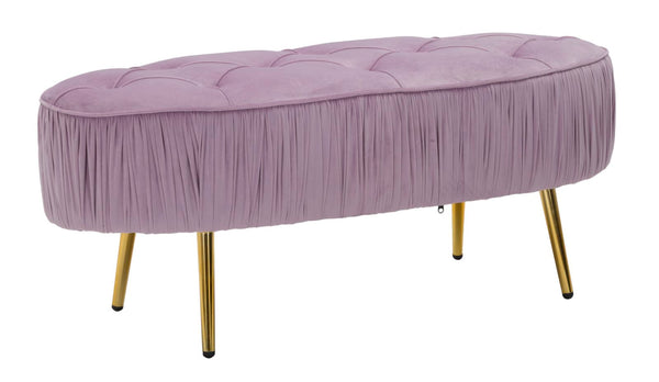 Banc Ovally Rose 102x40,5x42 cm en Bois et Velours Rose et Doré acquista