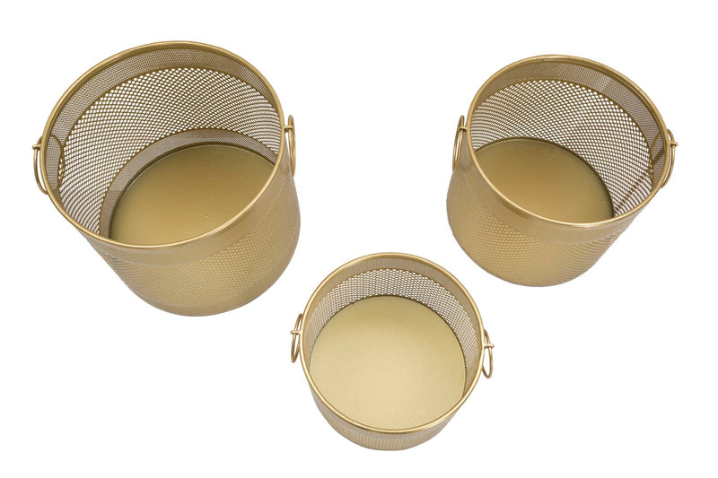 Porta Vasi Cage Tris Ø40x34-35x28-30x22 cm in Ferro Oro e Multicolor-4