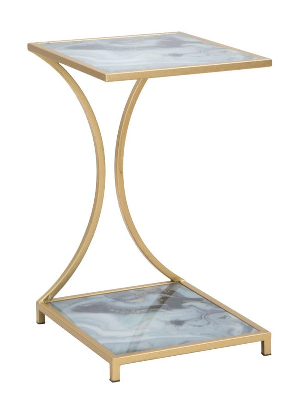 prezzo Table Basse Glam Level 40x35x60 cm en Fer MDF et Or et Verre Multicolore
