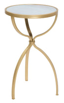 Tavolinetto Glam Tridh Ø32,5x55 cm in Ferro MDF e Vetro Oro e Multicolor-1