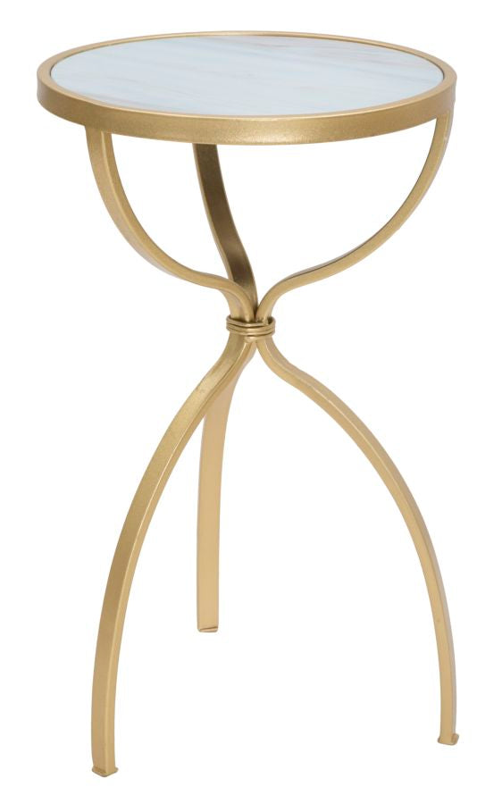 online Table basse Glam Tridh Ø32,5x55 cm en Fer MDF et Or et Verre Multicolore