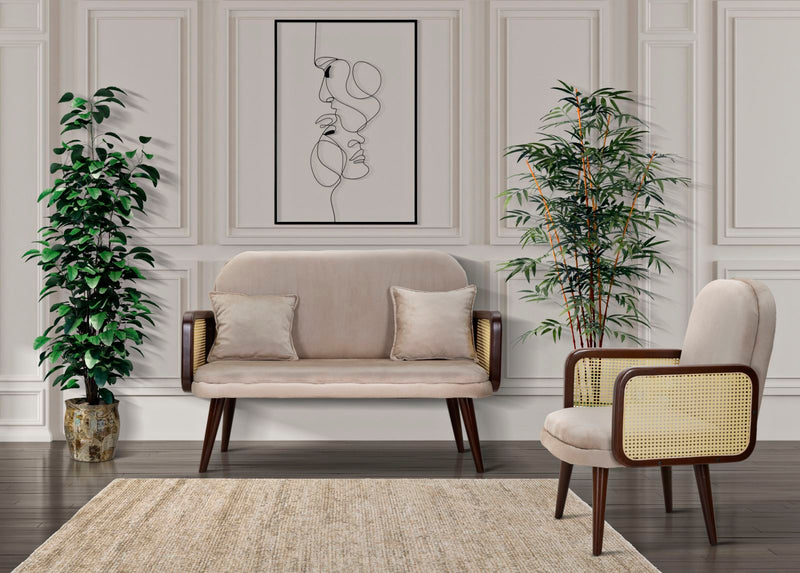 Divano 2 Posti 131x80x93 cm in Tessuto Imbottito-8