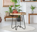 Tavolino Basso Ø60x60,5 cm in Metallo e Legno-5