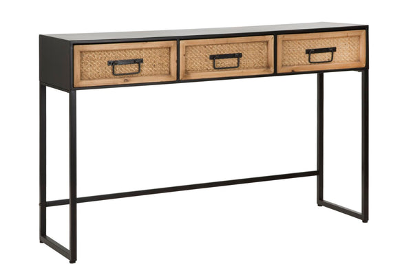 Console Fixe 3 Tiroirs 120x35x78 cm en Métal et Bois prezzo
