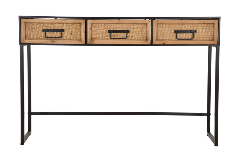 Consolle Fissa 3 Cassetti 120x35x78 cm in Metallo e Legno-2