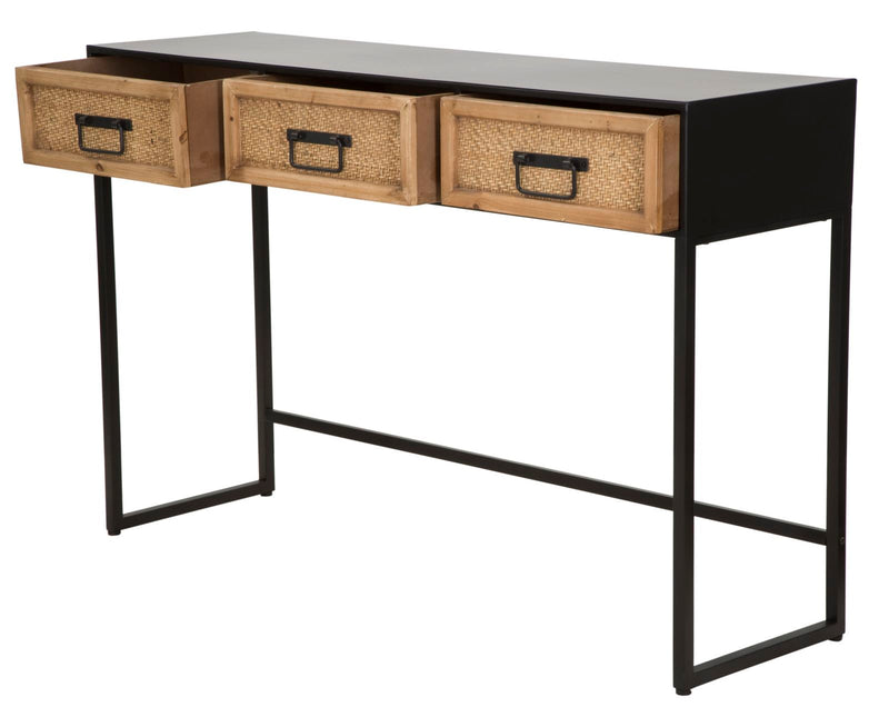 Consolle Fissa 3 Cassetti 120x35x78 cm in Metallo e Legno-3