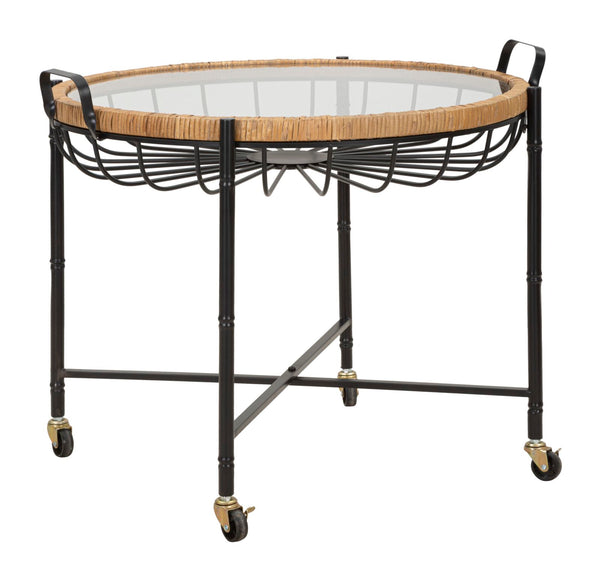 prezzo Table Basse 70,5x65x57 cm avec Roulettes Métal Plateau Verre