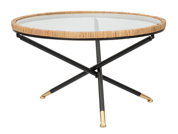 Table Basse Ø80x46,5 cm en Métal avec Plateau en Verre acquista