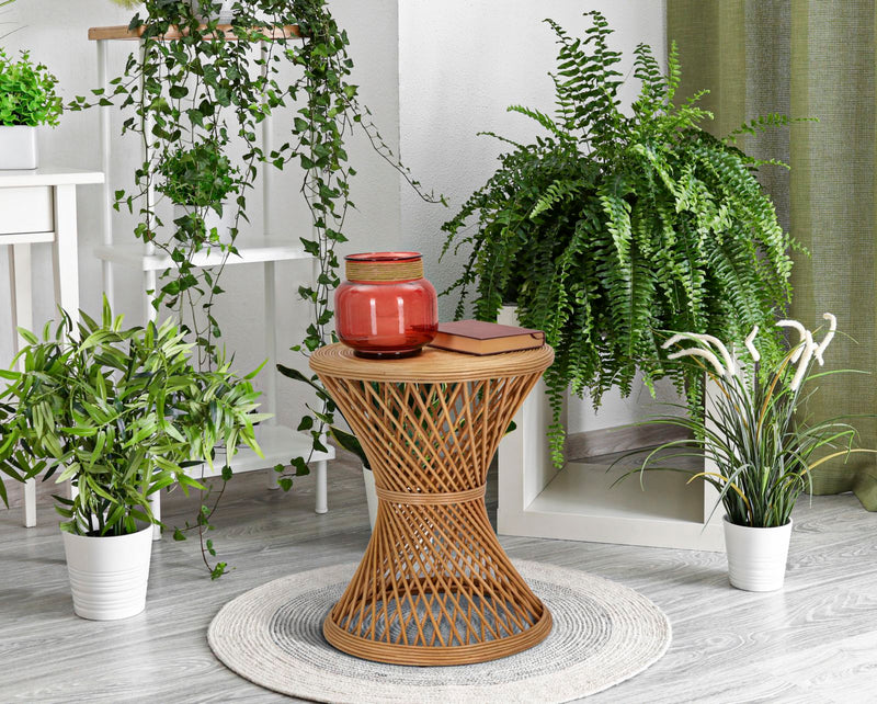 Tavolino Basso Ø48x56 cm in Rattan-5