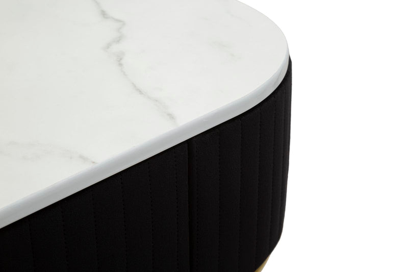 Consolle Fissa 1 Cassetto 100x43x74 cm in Metallo e Tessuto Imbottito Nero-6