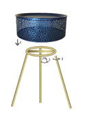 Tavolino Basso Ø35x50 cm in Metallo Nero-7