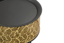 Set 2 Tavolini Ø40x66-35x56 cm in Metallo Nero e Oro-3