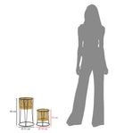 Set 2 Portavasi Ø21x40-19x22 cm in Metallo Nero e Oro-6