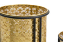 Set 2 Portavasi Ø21x40-19x22 cm in Metallo Nero e Oro-2