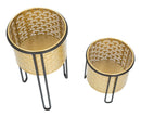 Set 2 Portavasi Ø21x40-19x22 cm in Metallo Nero e Oro-4