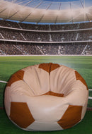 Poltrona a Sacco Pouf Ø100 cm in Similpelle Baselli Pallone da Calcio Caffè e Marrone-2