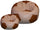 Pouf poire Ø100 cm en similicuir avec repose-pieds Baselli Ballon de football café et marron