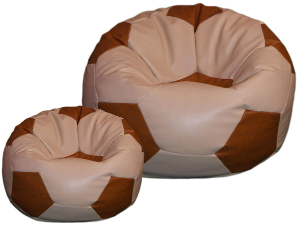 Pouf poire Ø100 cm en similicuir avec repose-pieds Baselli Ballon de football café et marron sconto