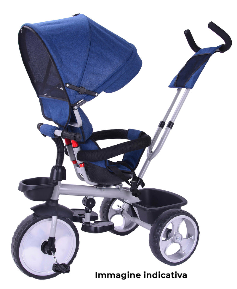 Triciclo Passeggino con Seggiolino Reversibile per Bambini con Parasole Fuxia-2