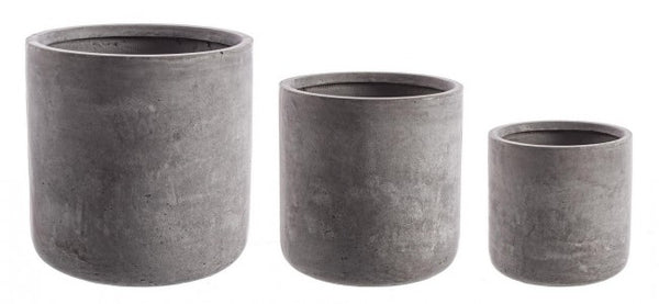 sconto Ensemble de 3 vases cylindriques en ciment gris