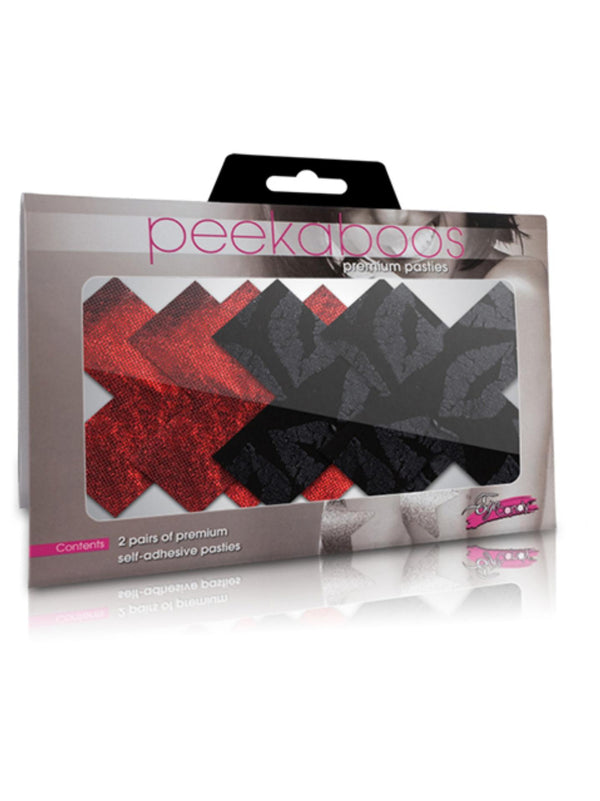 online Peekaboos - Couvre-tétons Premium Noir Rouge