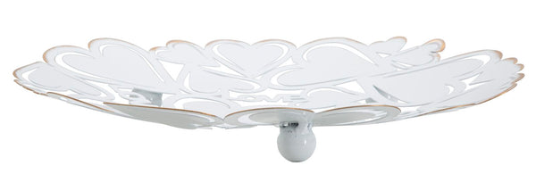 acquista Vide Poches Coeur Blanc Ø29x4 cm en Fer Blanc et Or