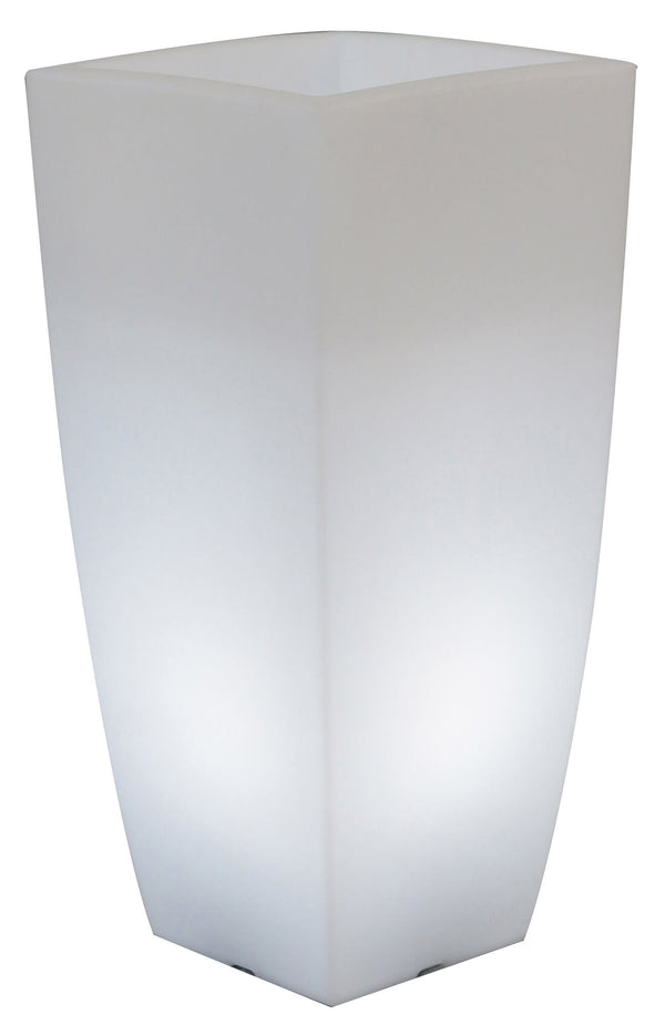 Vase Carré Lumineux 33x33x70 cm Bauer Home Light Glace et Blanc online