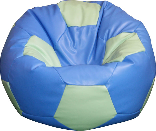 Pouf Pouf Ø100 cm en Faux Cuir Baselli Ballon de Football Bleu Clair et Vert Menthe acquista